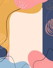 Poster - Abstract modern poster background with organic shapes and lines in pastel colors