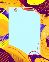 Fototapete - Colorful abstract poster with light blue copy space and vibrant shapes