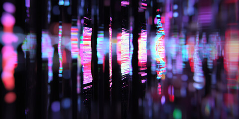 Poster - Abstract Vertical Light Streaks in Pink, Purple, Blue, and Red