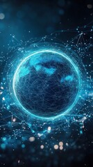 Poster - Abstract representation of a digital globe surrounded by data connections