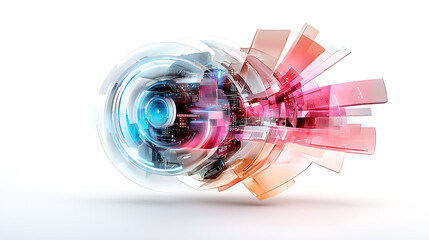 Poster - Dynamic abstract technology visualization digital art 3d graphics futuristic environment close-up view innovation concept