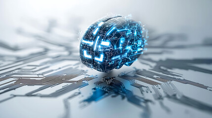 Poster - Innovative ai brain technology digital lab 3d render futuristic environment close-up view cognitive computing concept