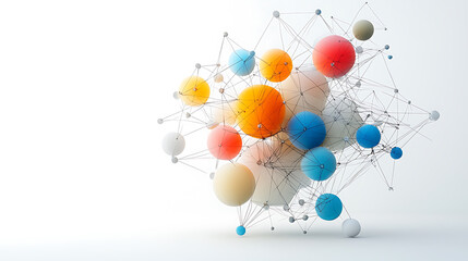 Poster - Dynamic scientific visualization of molecular structures abstract space digital art modern design close-up perspective conceptual science