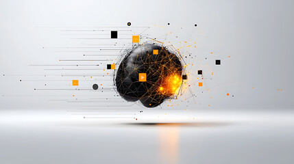 Poster - Dynamic brain activity visualization digital space 3d render abstract close-up neural networks and data flow