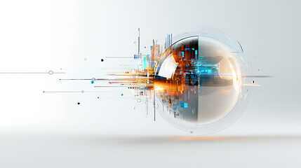 Poster - Dynamic digital sphere virtual space abstract art futuristic environment minimalist viewpoint technology concept
