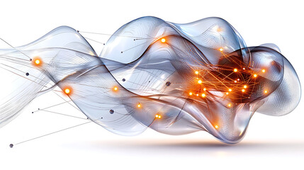 Fototapete - Dynamic wave of light patterns digital realm abstract art virtual environment close-up view modern aesthetics for seo impact