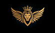 © Maliwan - Majestic Lion with Wings and Crown in Golden Silhouette Design