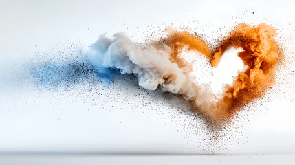 Poster - Dynamic heart-shaped smoke explosion studio digital art abstract close-up love concept