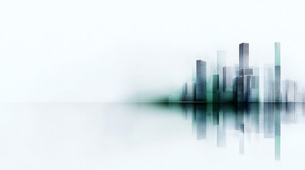 Poster - Urban skyline reflection futuristic cityscape digital art minimalist environment aerial view architectural vision