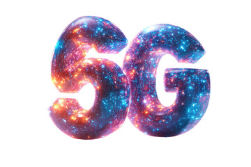 Poster - Vibrant 5G logo in cosmic design, symbolizing advanced connectivity and the future of communication, isolated on a white background.