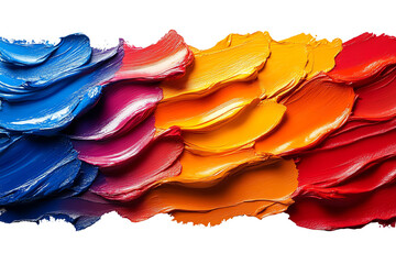 Poster - Vibrant, textured paint strokes in a spectrum of colors including blue, pink, yellow, orange, and red, ideal for art and design projects.