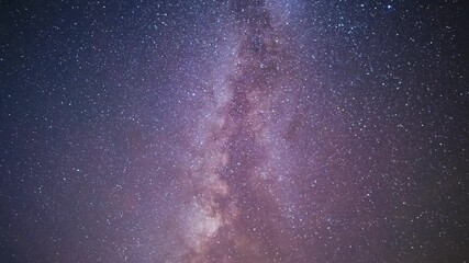 Magic blue night sky with million stars of milky way galaxy Time lapse
