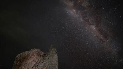 Magic blue night sky with million stars of milky way galaxy Time lapse