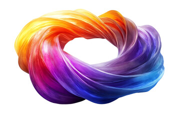 Fototapete - Vibrant swirl of colorful fluid shapes blending together, creating a dynamic visual effect against a white background.