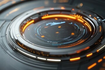 Poster - Futuristic digital interface showcasing vibrant circular design elements