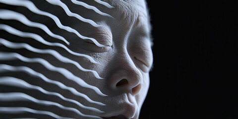 Poster - Digital Rendering: Face Partially Obscured by Wavy Lines