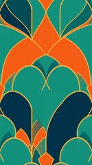 Aufkleber - Colorful and patterned abstract artistic design in teal, orange, and gold tones