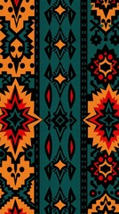 Aufkleber - a detailed tribal pattern, featuring intricate symmetrical designs and vibrant colors
