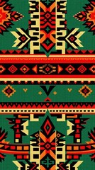 Poster - a vibrant and intricate ethnic pattern with geometric shapes in a variety of colors