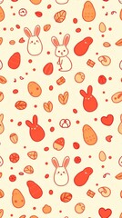 Poster - a pattern design with cute rabbit and easter egg illustrations. This seamless background is perfect for textiles, wallpapers, or wrapping paper, evoking the joyful spirit of spring
