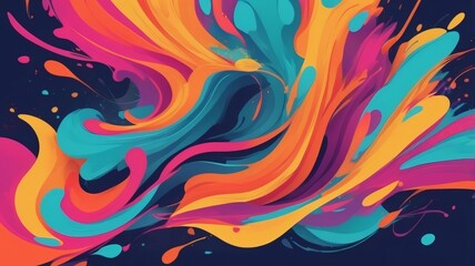 Aufkleber - colorful abstract art with vibrant splashes of paint forming dynamic shapes, suitable for artistic backgrounds and designs