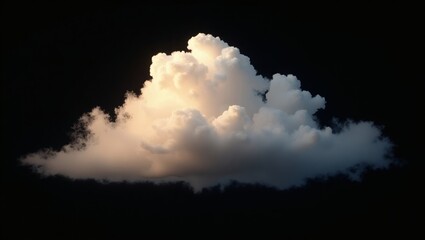 Poster - a fluffy cloud isolated against a dark background, illuminated by a soft glow