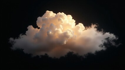 Poster - a single, fluffy cloud illuminated against a dark background. The cloud has soft edges and a gentle glow