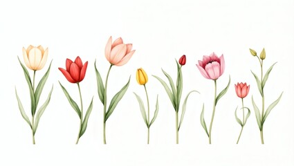 Poster - a vibrant collection of colorful tulips, arranged beautifully in a row