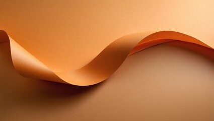 Poster - curved orange and brown paper formed by a wavy line, with soft light and shadow creating an abstract