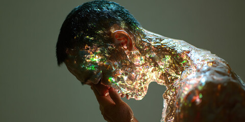 Poster - Iridescent Material Covering Male Figure