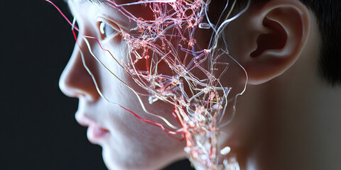 Poster - Profile of Person with Intricate Wire Network