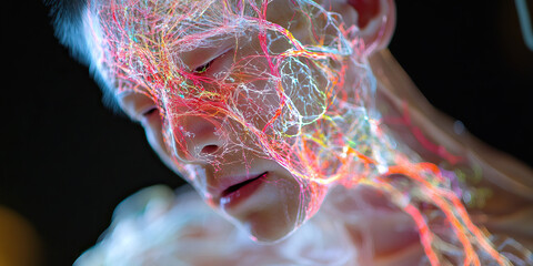 Poster - Human Figure with Luminous Network Overlay