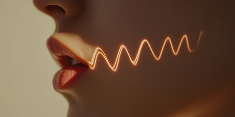 Poster - Close-up of Woman's Mouth with Superimposed Wavy Line