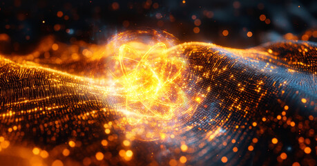 Aufkleber - Visualize the intricacies of quantum computing featuring qubits in superposition and entanglement. This represents advanced concepts in quantum mechanics and computational algorithms.