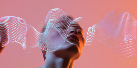 Poster - Human Face Partially Obscured by Light Trails