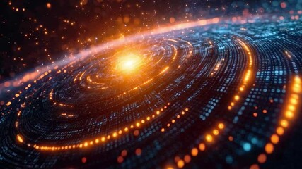Fototapete - A visually captivating depiction of quantum computing principles featuring data streams resembling a galaxy.