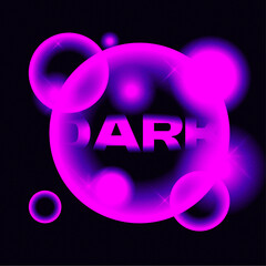 Poster - Bright Pink Light Bubbles Cluster with Scanline Analog Effect, Dark Atmosphere