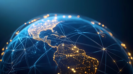 Digital art of Earth with global connections