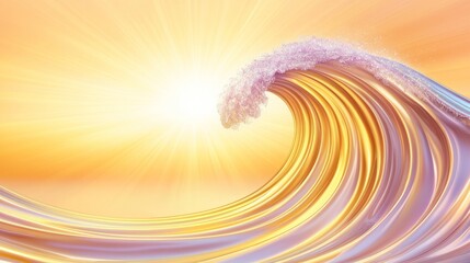 Wall Mural - storm swirl marine weather. a vibrant wave crest illuminated by a warm sun, blending colors of orang
