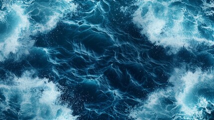 Wall Mural - storm swirl marine weather. aerial view of turbulent ocean waves, showcasing deep blue waters and wh