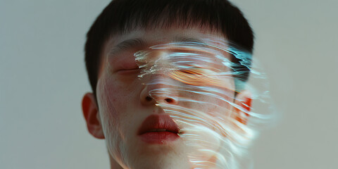 Poster - Portrait of a Person with Overlayed Light Streaks