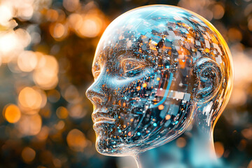 Poster - Abstract digital human head artificial intelligence concept futuristic technology network ai mind