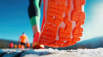 Aufkleber - High-Performance Winter Training Dynamic Outdoor Fitness Showcase with Vibrant Athletic Footwear - Millennial Wellness and Performance Motivation Content
