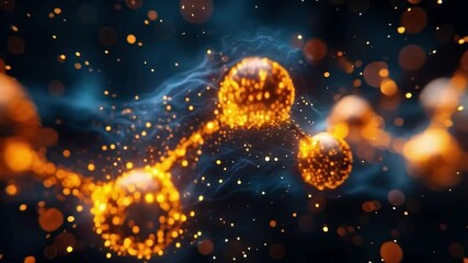 Fototapete - A vibrant depiction of qubits interacting in a quantum circuit, showcasing superposition and entanglement with shimmering particles. This visualization captures the essence of quantum mechanics.