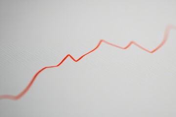 Poster - This closeup photo shows a vivid red line drawn on a plain white sheet of paper Graph chart showing rising curves indicating inflation .