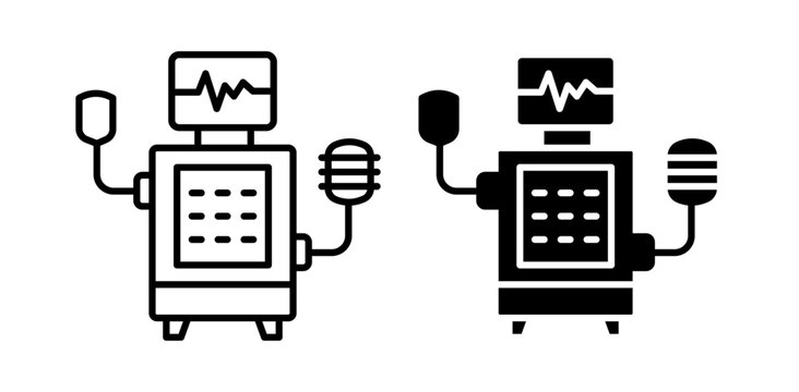Medical ventilator icon pack in flat and thin liner vectors graphic for ui designs