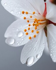 Aufkleber - Dewy Botanical Elegance Macro Hydration Storytelling with Pristine White Blossom - Minimalist Wellness and Beauty Content Creation