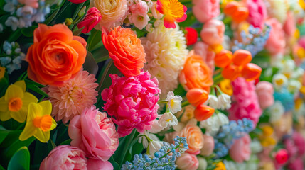 Poster - Colorful floral display featuring a variety of blooms in a vibrant arrangement at a spring festival