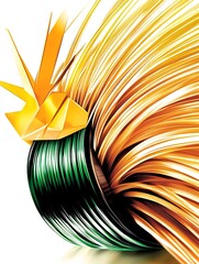 Poster - Chromatic geometry, golden rays converge, radiating vibrancy and depth
