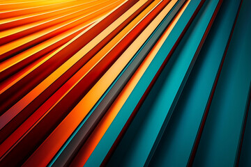 Poster - Abstract background with diagonal orange and teal stripes lines style color vivid design modern